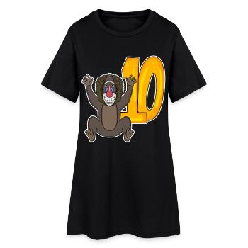 10ème anniversaire motif singe - dix - 10 ans - Robe T-shirt Femme - noir - Devant