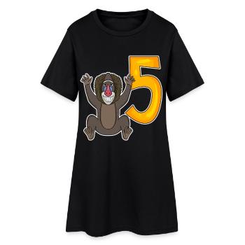 5ème Anniversaire Motif Singe - 5 ans - Robe T-shirt Femme - noir - Devant