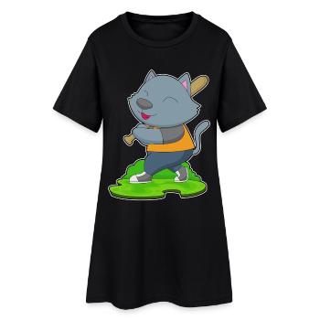Cat Baseball Batte de baseball - Robe T-shirt Femme - noir - Devant