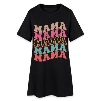Retro Groovy Mama Text Pattern - Women’s T-Shirt Dress - black - Front