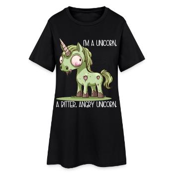 Je suis une licorne – Dessin animé zombie en colère avec une licorne - Robe T-shirt Femme - noir - Devant