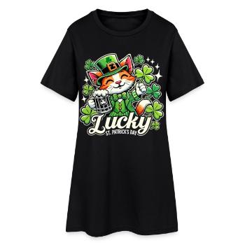 Saint-Patrick Leprechaun Cat Happy - Robe T-shirt Femme - noir - Devant