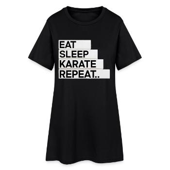 Manger. Dormir. Karaté. Répéter... - Robe T-shirt Femme - noir - Devant