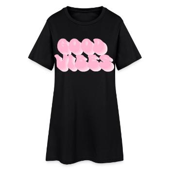 Positive Vibes - Police de bulles rétro - Robe T-shirt Femme - noir - Devant
