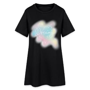 Dreamy – Pastell Aquarell Ästhetik - Frauen T-Shirt-Kleid - Schwarz - Vorne
