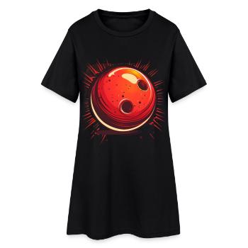 Bowlingkugel Comic Look - Frauen T-Shirt-Kleid - Schwarz - Vorne