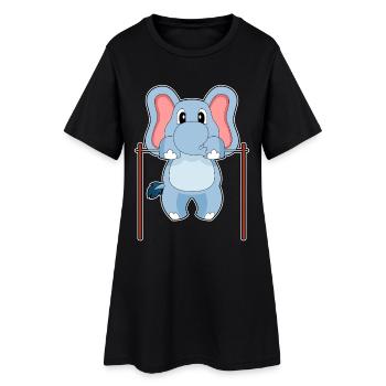 Elephant Bodybuilder Pull-ups Bodybuilding - Women’s T-Shirt Dress - black - Front