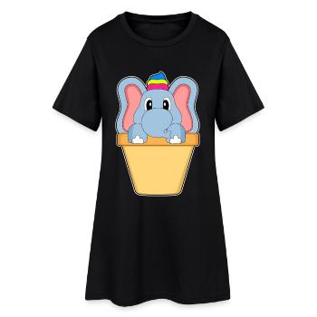 Glace à la gaufre d’éléphant - Robe T-shirt Femme - noir - Devant