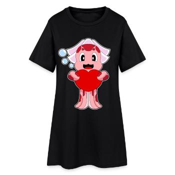 Octopus Mariée Coeur Mariage - Robe T-shirt Femme - noir - Devant
