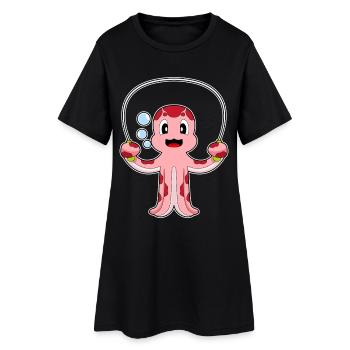 Forme physique à la corde à sauter de la corde de la pieuvre - Robe T-shirt Femme - noir - Devant
