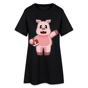 Pig American Football Sports - Women’s T-Shirt Dress - black - Front