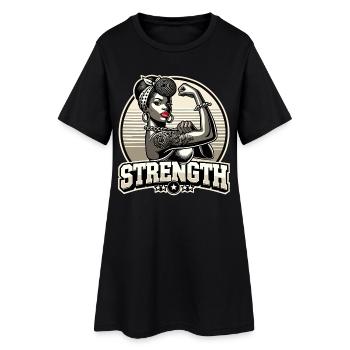 Stärke starke Frau Afroamerikanerin retro Geschenk - Frauen T-Shirt-Kleid - Schwarz - Vorne