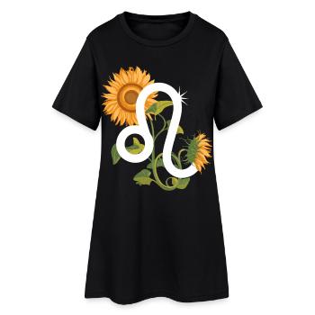 Signe du zodiaque Lion - Tournesol Astrologie Cadeau - Robe T-shirt Femme - noir - Devant