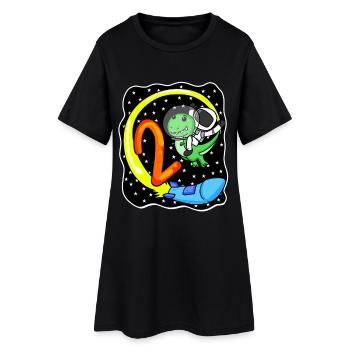 2 Motif d’anniversaire astronaute - Deux ans - Robe T-shirt Femme - noir - Devant