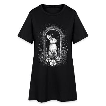 Boho Bunny Bunny Motif Printemps Bohème Cottagecore - Robe T-shirt Femme - noir - Devant