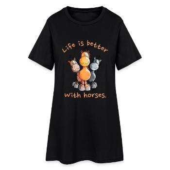 La vie est meilleure avec les chevaux Pferde Cartoon - Robe T-shirt Femme - noir - Devant