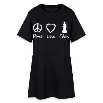 Peace Love Chess - Frauen T-Shirt-Kleid - Schwarz - Vorne