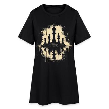 Chess Pieces Graffiti - Women’s T-Shirt Dress - black - Front