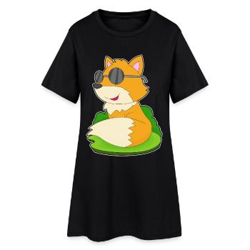 Fuchs Sonnenbrille - Frauen T-Shirt-Kleid - Schwarz - Vorne