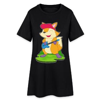 Fuchs Musiker Gitarre Musik - Frauen T-Shirt-Kleid - Schwarz - Vorne