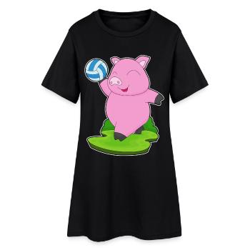 Pig Volleyball Player Volleyball - Women’s T-Shirt Dress - black - Front