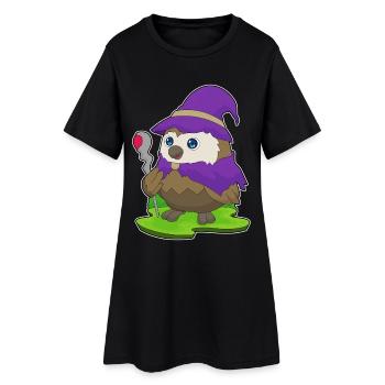Hibou Halloween Sorcière - Robe T-shirt Femme - noir - Devant