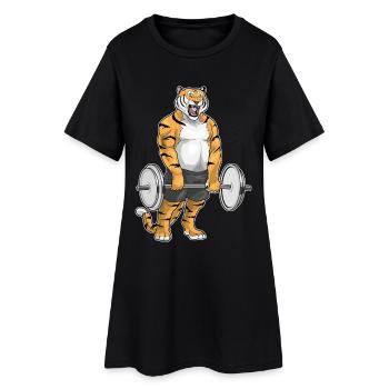 Tiger Bodybuilder Langhantel Bodybuilding - Frauen T-Shirt-Kleid - Schwarz - Vorne