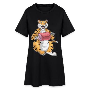 Tiger Fleisch - Frauen T-Shirt-Kleid - Schwarz - Vorne