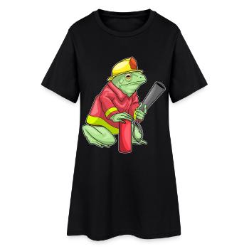 Frog pompier extincteur Pompier Pompier - Robe T-shirt Femme - noir - Devant