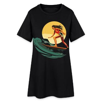 Surfeur - Robe T-shirt Femme - noir - Devant