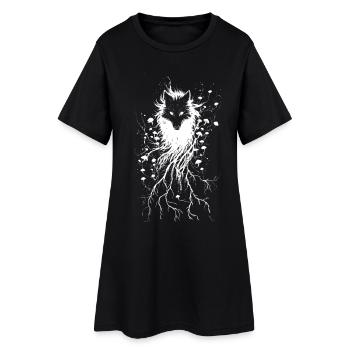 Mushroom Fox Overgrown By Roots Abstract Nature - Women’s T-Shirt Dress - black - Front