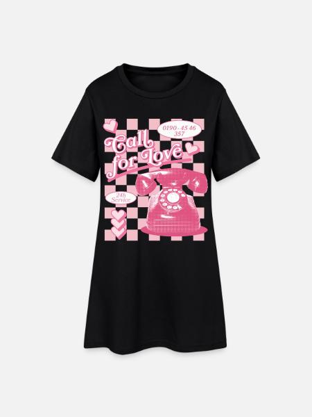 Call for Love Hotline Ästhetik - Frauen T-Shirt-Kleid - Schwarz