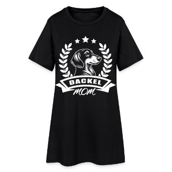 Design « Maman teckel » avec bannière et couronne de blé - Robe T-shirt Femme - noir - Devant