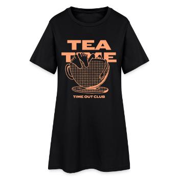 Tea Time – Entspannte Auszeit - Frauen T-Shirt-Kleid - Schwarz - Vorne