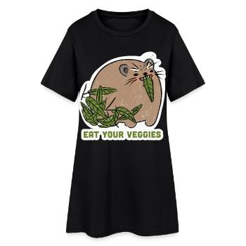 Mangez vos légumes – Motif d’animal amusant - Robe T-shirt Femme - noir - Devant