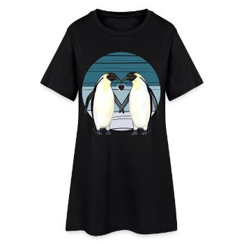 Saint-Valentin - Pingouin Amour avec Cœur - Robe T-shirt Femme - noir - Devant