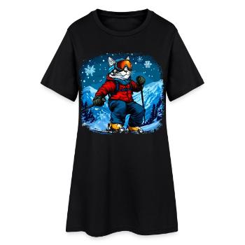 Cat Skis - Robe T-shirt Femme - noir - Devant