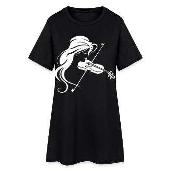 Dessin de fille de violon - Robe T-shirt Femme - noir - Devant