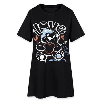 Kuschelbär mit Herz – Liebesmotiv Graffitidesign - Frauen T-Shirt-Kleid - Schwarz - Vorne