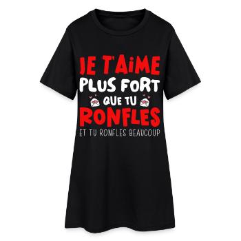 Saint Valentin 2026 Homme Femme Couple Ronfle - Robe T-shirt Femme - noir - Devant
