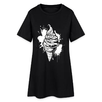 Eiscreme - Frauen T-Shirt-Kleid - Schwarz - Vorne