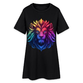 Lion majestueux aux couleurs vives - Robe T-shirt Femme - noir - Devant