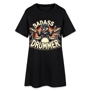Knallharter Schlagzeuger Wolf cool Geschenk - Frauen T-Shirt-Kleid - Schwarz - Vorne