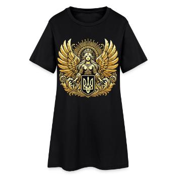 Ukraine Wappen Schutzengel Gold Geschenk - Frauen T-Shirt-Kleid - Schwarz - Vorne
