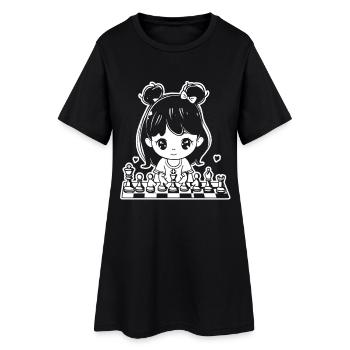 Cartoon Chess Player - Women’s T-Shirt Dress - black - Front