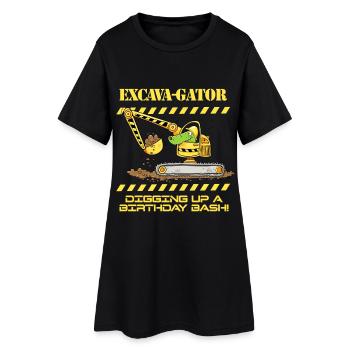 Construction Site Excavator Crocodile Saying Pun - Women’s T-Shirt Dress - black - Front
