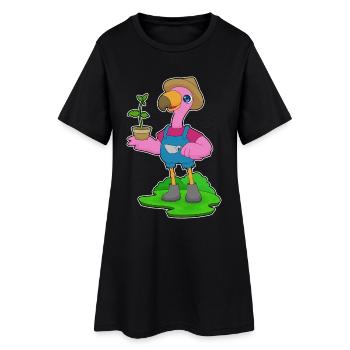 Flamingo Farmer Seedling Farm - Women’s T-Shirt Dress - black - Front