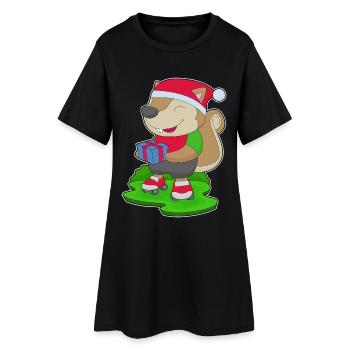 Patins à roulettes de Noël Squirrel - Robe T-shirt Femme - noir - Devant
