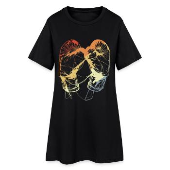 Gants de boxe rétro - Robe T-shirt Femme - noir - Devant