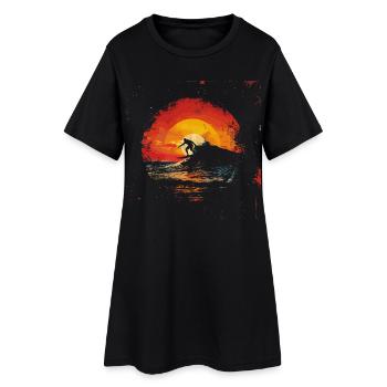 Surfer Sonnenuntergang - Frauen T-Shirt-Kleid - Schwarz - Vorne